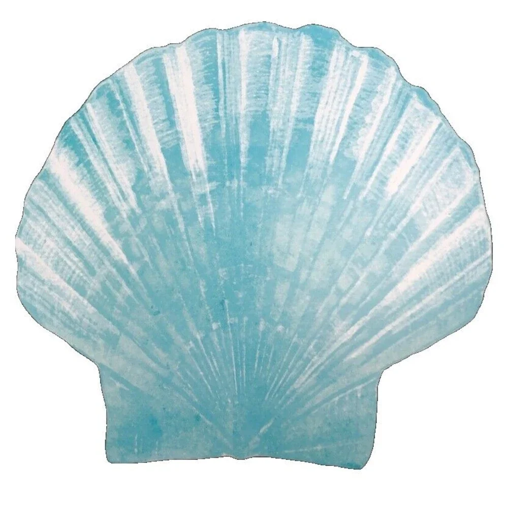 Scallop Shell Placemats Set of 4 Blue Vinyl Foam Back Summer Beach Nautical